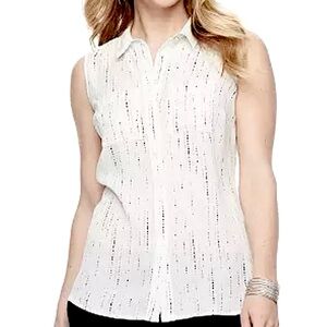 Apt. 9 Women’s White Sleeveless Button Down Shirt